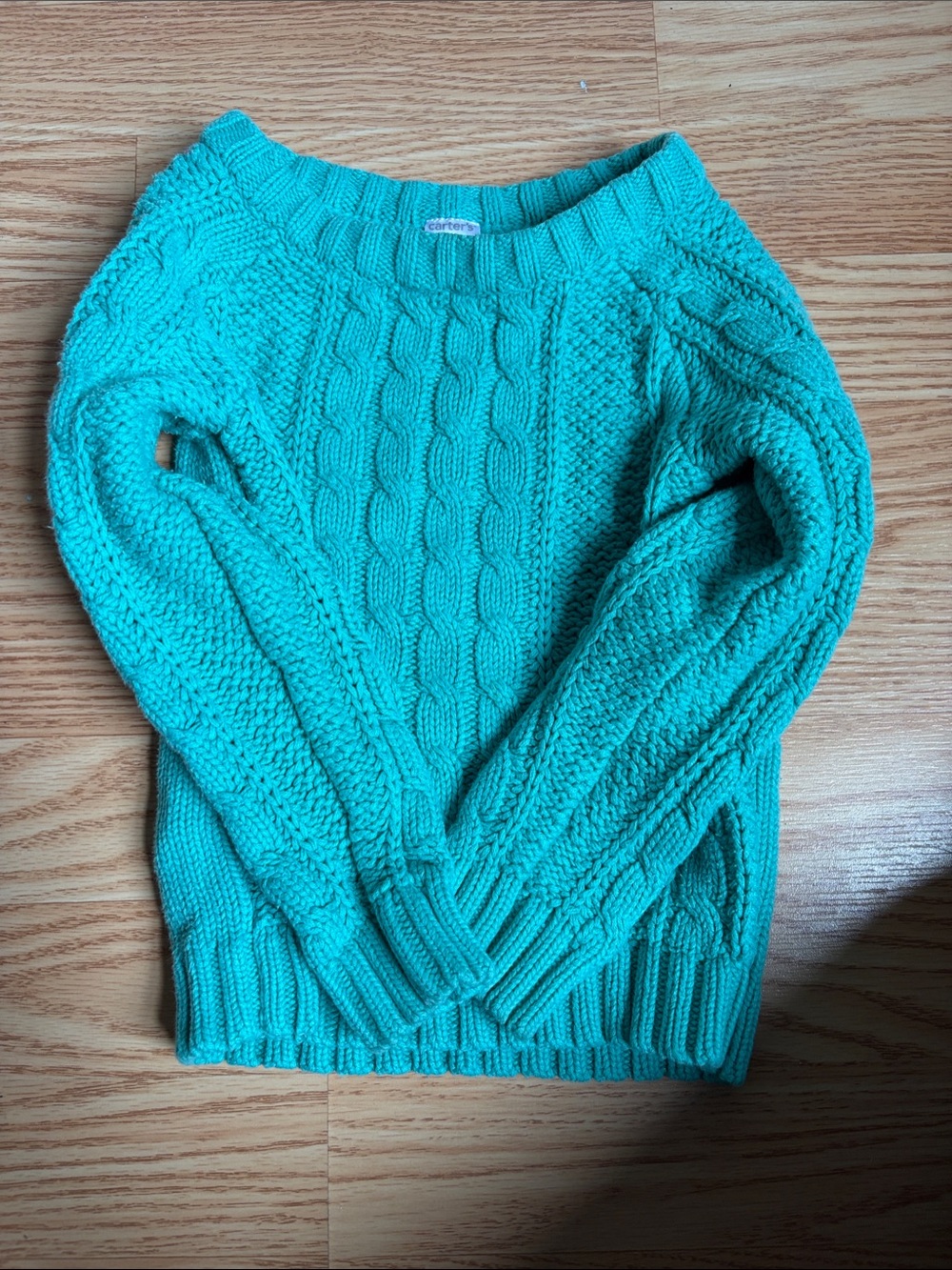 Carter's Teal Cable-Knit Crewneck Sweater